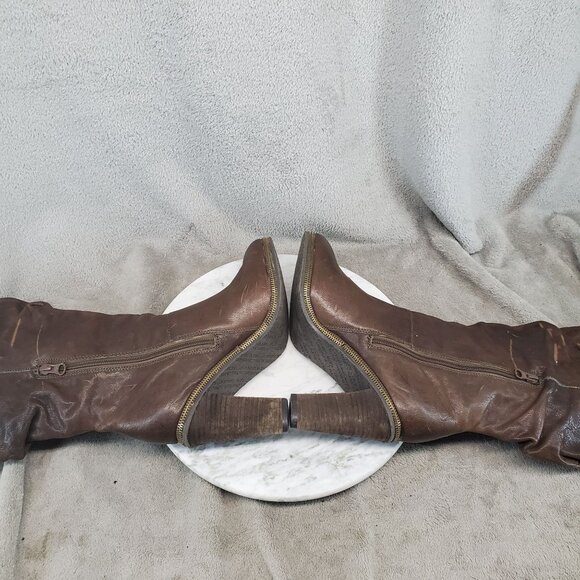 Calvin Klein Boots Womens Size 8.5 Brown Leather Makayla Slouchy Knee Boots - Picture 11 of 12